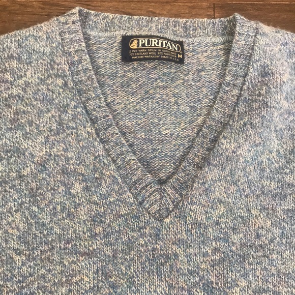 Wool Blend V Neck Sweater Vest Size Medium Blue Multicolor - Picture 6 of 12